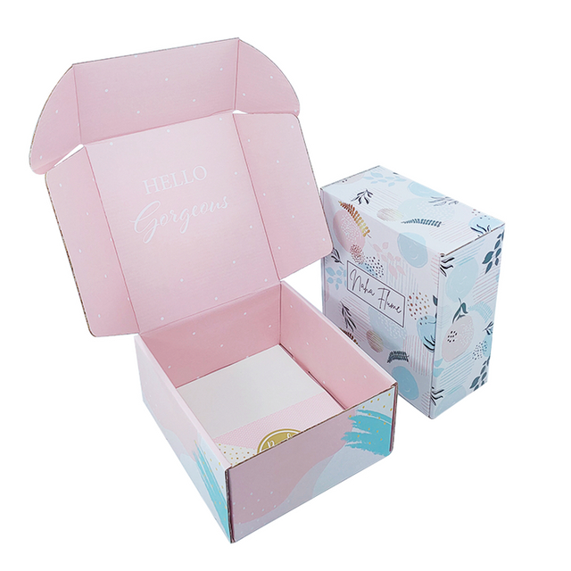 2022 Eco Custom Logo Gift Packaging Mailer Box Corrugated Pink Shipping Cardboard Box For Gift /Cosmetic/Apparel Packaging