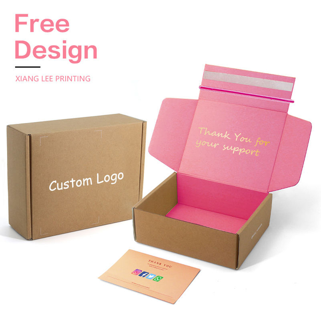 2023 Custom Print Corrugated Paper Boxes Recycled Cardboard Zipper Tear Strip Mailer Packaging Shipping Self Sealing Boxes