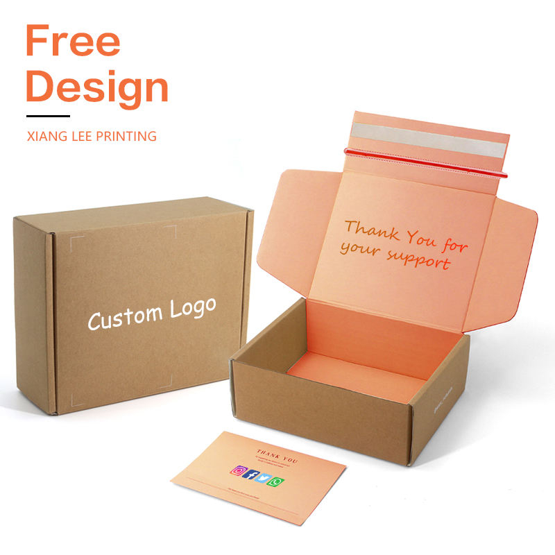 Custom Logo Shipping Ecommercial Packaging Corrugated Cardboard Self Seal Mailing Box With Adhesive Strip Easy Tear Strip Boxes