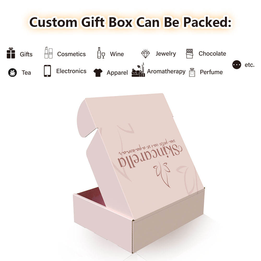 Custom corrugated mailing box. Pink Kraft paper For Clothes shipping boxes custom logo