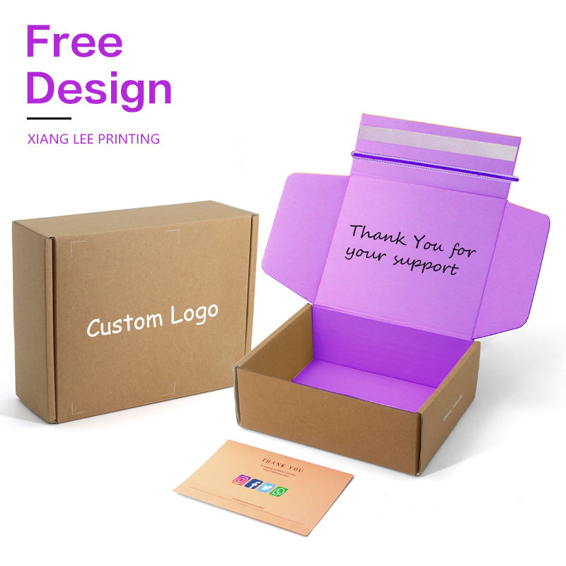 Custom Logo Shipping Ecommercial Packaging Corrugated Cardboard Self Seal Mailing Box With Adhesive Strip Easy Tear Strip Boxes