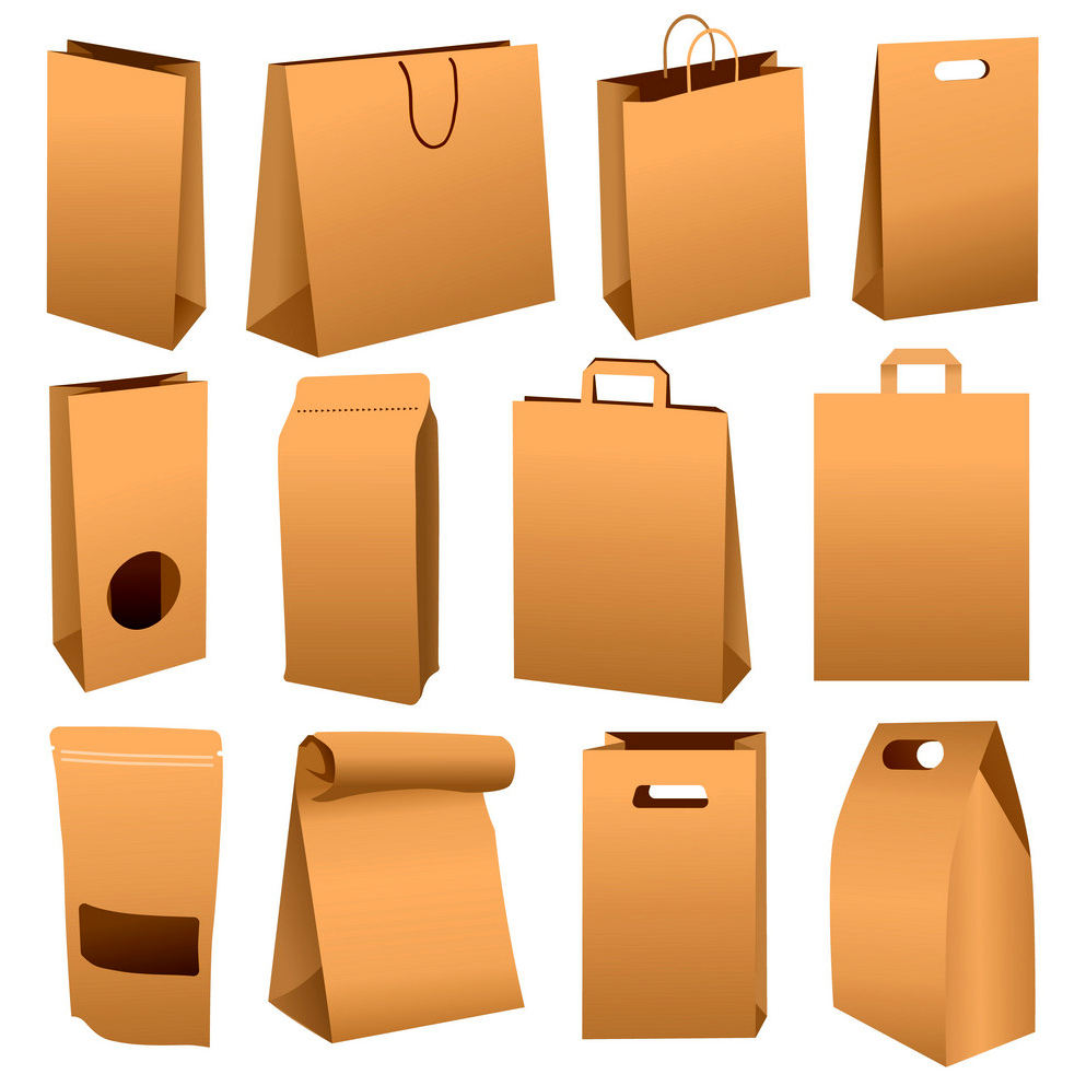 New Trending Shopping Handles Pvc Paper Bag With food packaging take away Kraft paper bag