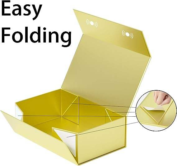 Rose Gold Gift Box, 9 .5x6x3'' Gift Boxes for Presents with Lids Magnetic Closure Rectangle Foldable for Bridesmaid Proposal Box
