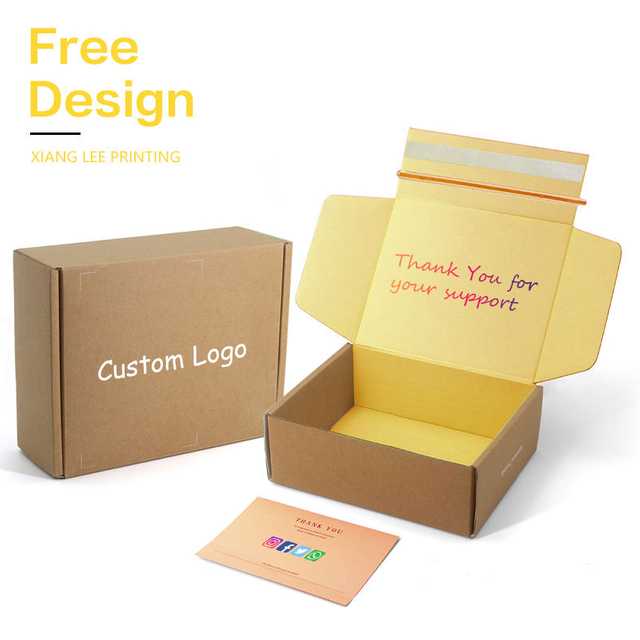 Custom Logo Shipping Ecommercial Packaging Corrugated Cardboard Self Seal Mailing Box With Adhesive Strip Easy Tear Strip Boxes