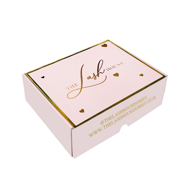 Custom Logo Pink Printed Clothing Packing Gold foil Packaging Carton Shipping Corrugated Mailer Cardboard Box